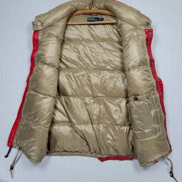 Vintage Polo Ralph Lauren Puffer Vest Snap Front Red Sleeveless Down Size XXL - Picture 7 of 13